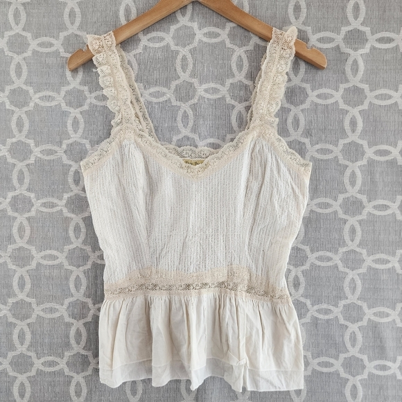 Free People Tops - Free People Cream Lace Trim Camisole